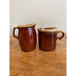 Brown Drip Glaze Hull & McCoy Pitcher & Mug Set